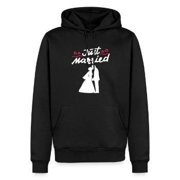 Cadeau de mariage de couple de mariage juste marié - Sweat à capuche Premium bio Homme - noir - Devant - Nico (187cm)