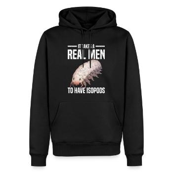 Asseln - Männer Premium Bio Hoodie - Schwarz - Vorne - Nico (187cm)