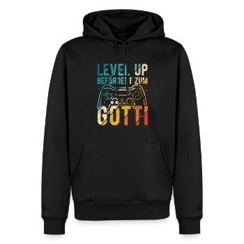 Götti Fragen - Männer Premium Bio Hoodie - Schwarz - Vorne - Nico (187cm)