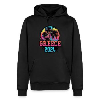 Grèce 2024 Équipe Palmiers Multicolores - Sweat à capuche Premium bio Homme - noir - Devant - Nico (187cm)