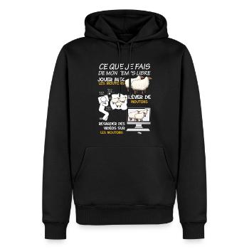 Mouton passion idée cadeau éleveur - Sweat à capuche Premium bio Homme - noir - Devant - Nico (187cm)