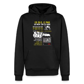 Mes Vaches et mes Poules humour agriculteur - Sweat à capuche Premium bio Homme - noir - Devant - Nico (187cm)