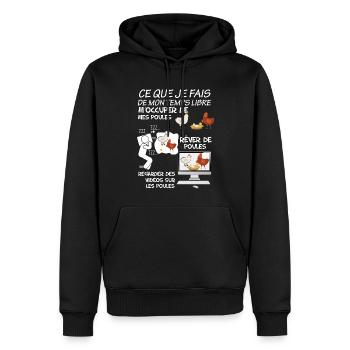 Mes Poules mon temps libre ma passion - Sweat à capuche Premium bio Homme - noir - Devant - Nico (187cm)