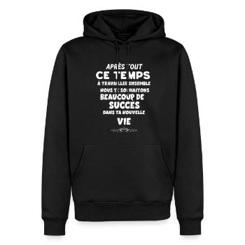 Collègue De Travail Succes Nouvelle Vie Départ - Sweat à capuche Premium bio Homme - noir - Devant - Nico (187cm)