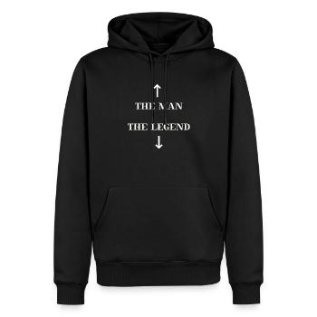 L’Homme, La Légende - Idée Cadeau Drôle - Humour - Sweat à capuche Premium bio Homme - noir - Devant - Nico (187cm)