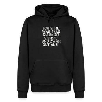 J’ai l’air bien, idée cadeau, drôle, drôle, cool - Sweat à capuche Premium bio Homme - noir - Devant - Nico (187cm)