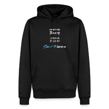 Saint-Marin Idée Cadeau Drôle Dicton Thérapie - Sweat à capuche Premium bio Homme - noir - Devant - Nico (187cm)