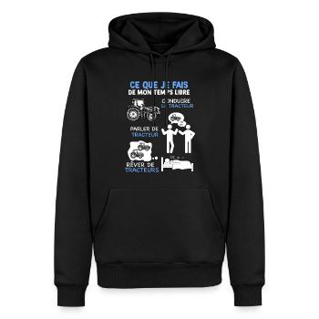 Tracteur tout le temps humour agriculteur - Sweat à capuche Premium bio Homme - noir - Devant - Nico (187cm)