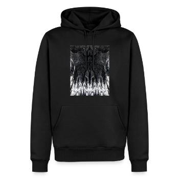 Fraktale Kunst | Gothic-Style | 3D-Grafik - Männer Premium Bio Hoodie - Schwarz - Vorne - Nico (187cm)