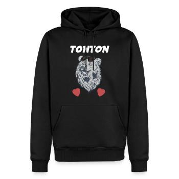 Tonton Ours Idée Cadeau Homme Oncle - Sweat à capuche Premium bio Homme - noir - Devant - Nico (187cm)