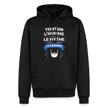 Tonton Une Légende Exceptionnelle - Sweat à capuche Premium bio Homme - noir - Devant - Nico (187cm)