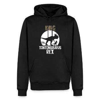Tonton King tontonsaurus Rex Cadeau Oncle - Sweat à capuche Premium bio Homme - noir - Devant - Nico (187cm)