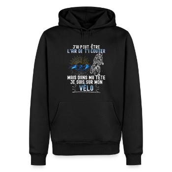 Homme Cycliste Citation Drôle Vélo - Sweat à capuche Premium bio Homme - noir - Devant - Nico (187cm)