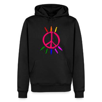 lgbt paix peace - Sweat à capuche Premium bio Homme - noir - Devant - Nico (187cm)