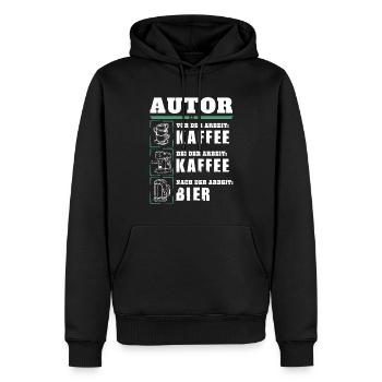 My daily routine as an author - Men’s Premium Organic Hoodie - black - Front - Nico (187cm)
