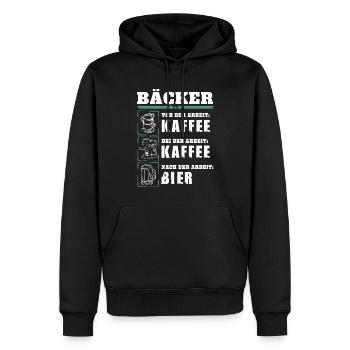 My daily routine as a baker - Men’s Premium Organic Hoodie - black - Front - Nico (187cm)