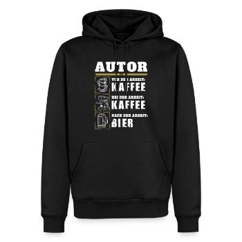My daily routine as an author - Men’s Premium Organic Hoodie - black - Front - Nico (187cm)