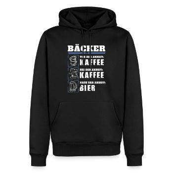 My daily routine as a baker - Men’s Premium Organic Hoodie - black - Front - Nico (187cm)