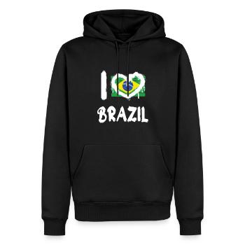 I love Brazil / Ich Liebe Brasilien Land Länder - Männer Premium Bio Hoodie - Schwarz - Vorne - Nico (187cm)