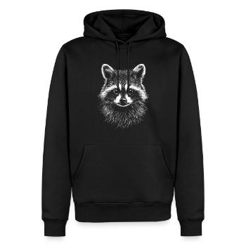 Waschbär Portrait Tier Wildtier Waschbären - Männer Premium Bio Hoodie - Schwarz - Vorne - Nico (187cm)