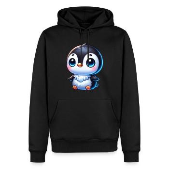 Süßer Chibi Pinguin Cartoon mit blauen Augen - Männer Premium Bio Hoodie - Schwarz - Vorne - Nico (187cm)