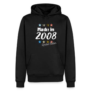 Fabriqué en 2008 Édition Limitée Vintage Anniversaire - Sweat à capuche Premium bio Homme - noir - Devant - Nico (187cm)