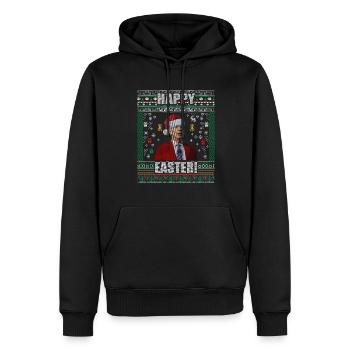 Drôle Biden Pull de Noël moche Joyeuses Pâques - Sweat à capuche Premium bio Homme - noir - Devant - Nico (187cm)