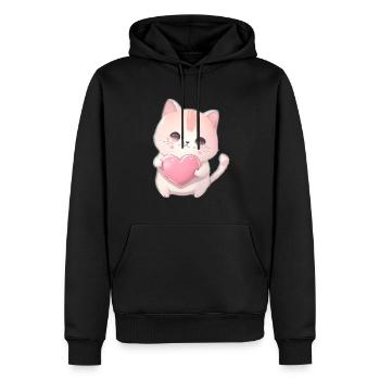 Mignon bébé chat maman enfants T-shirt - Sweat à capuche Premium bio Homme - noir - Devant - Nico (187cm)