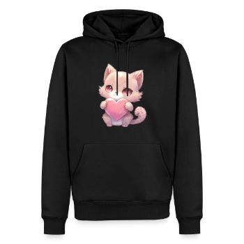 Mignon bébé chat maman enfants T-shirt - Sweat à capuche Premium bio Homme - noir - Devant - Nico (187cm)