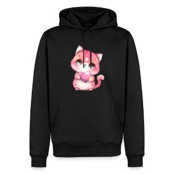 Mignon bébé chat maman enfants T-shirt - Sweat à capuche Premium bio Homme - noir - Devant - Nico (187cm)