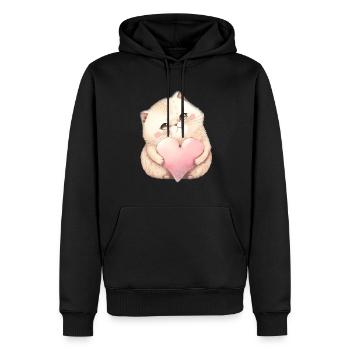Mignon bébé chat maman enfants T-shirt - Sweat à capuche Premium bio Homme - noir - Devant - Nico (187cm)