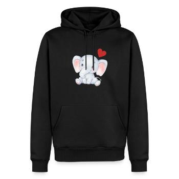 Éléphant Bébé Nourrisson Coeur Enfants T-shirt - Sweat à capuche Premium bio Homme - noir - Devant - Nico (187cm)