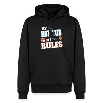 My hot tub my rules - Baderegeln Pool Party - Männer Premium Bio Hoodie - Schwarz - Vorne - Nico (187cm)