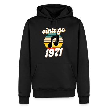 né 1971 millésime 71 idée cadeau anniversaire - Sweat à capuche Premium bio Homme - noir - Devant - Nico (187cm)