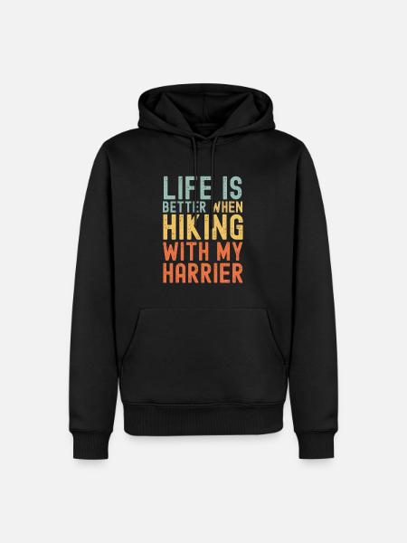 Harrier Hiking dog retro - Men’s Premium Organic Hoodie - black