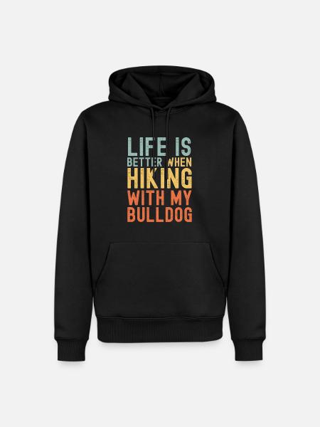 Bulldog Hiking dog retro - Men’s Premium Organic Hoodie - black