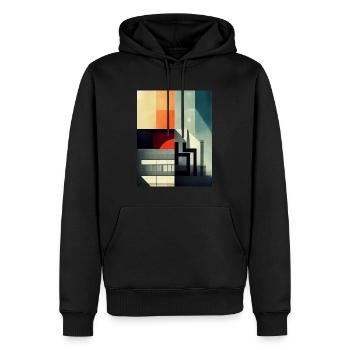 Von Architektur inspiriertes Muster im Bauhausstil - Männer Premium Bio Hoodie - Schwarz - Vorne - Nico (187cm)
