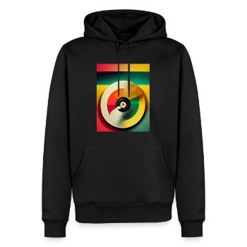 Reggae Music Vinyl in Reggae-Farben - Männer Premium Bio Hoodie - Schwarz - Vorne - Nico (187cm)