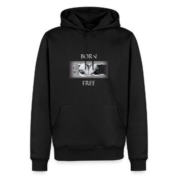 Born to be free. - Men’s Premium Organic Hoodie - black - Front - Nico (187cm)