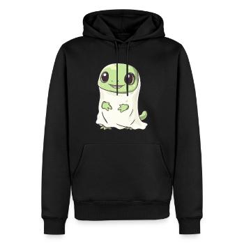Lézard Halloween Bande dessinée Fantôme - Sweat à capuche Premium bio Homme - noir - Devant - Nico (187cm)