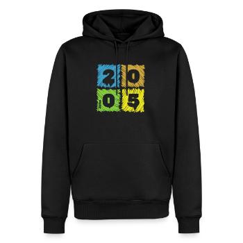 20. Geburtstag Farbige Patches since 06/2005 - Männer Premium Bio Hoodie - Schwarz - Vorne - Nico (187cm)
