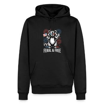 Raton laveur patriotique sauvage et libre - Sweat à capuche Premium bio Homme - noir - Devant - Nico (187cm)