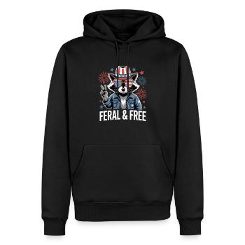Raton laveur patriotique sauvage et libre - Sweat à capuche Premium bio Homme - noir - Devant - Nico (187cm)