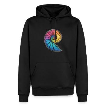Farbenfrohe Ammoniten Fossilien Urzeit - Männer Premium Bio Hoodie - Schwarz - Vorne - Nico (187cm)