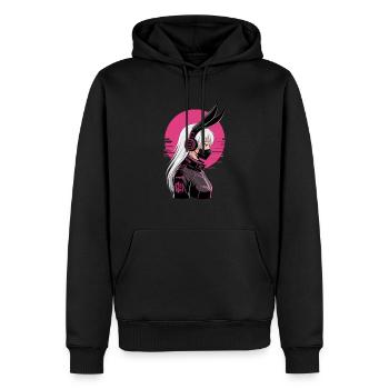 Futuristische Cyberpunk Girl - Männer Premium Bio Hoodie - Schwarz - Vorne - Nico (187cm)