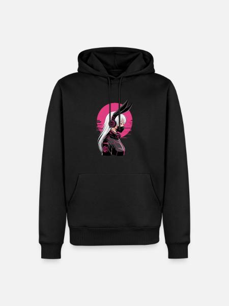 Fille cyberpunk futuriste - Sweat à capuche Premium bio Homme - noir