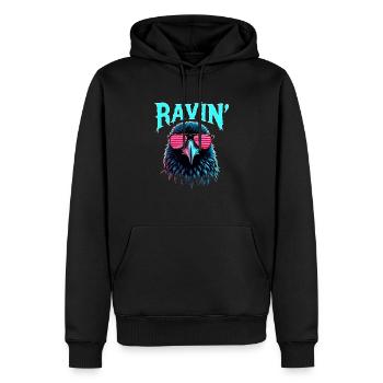 Ravin' Rabe pour les festivals techno - Sweat à capuche Premium bio Homme - noir - Devant - Nico (187cm)