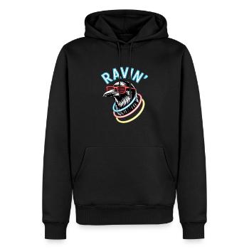 Ravin' Rabe pour les festivals techno - Sweat à capuche Premium bio Homme - noir - Devant - Nico (187cm)