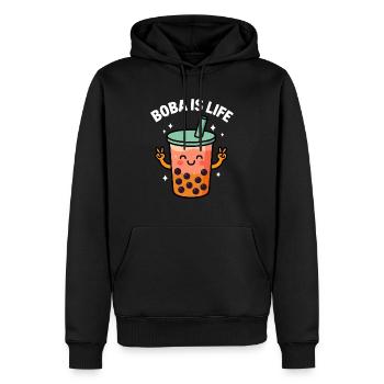 Funny Boba Tee Kawaii Style - Men’s Premium Organic Hoodie - black - Front - Nico (187cm)