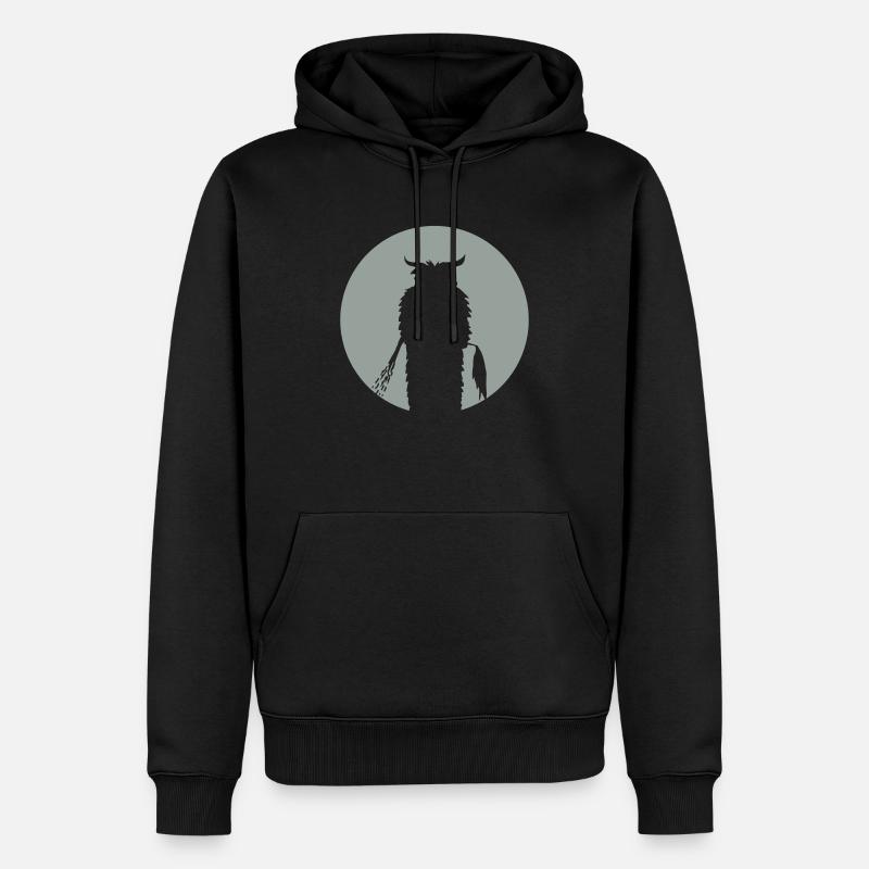 Mond mit Krampus Silhouette - Männer Premium Bio Hoodie - Schwarz